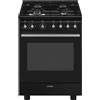 Smeg Concert CX61GMBL Cucina a Gas Elettrica 60cm Nero 4 Fuochi