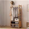 BEARQUN Appendiabiti da Terra con Ganci - Appendiabiti in bambù - Scarpiera - Robusto Attaccapanni - Design Moderno Industriale - per Corridoio, Soggiorno, Camera da Letto - 50/70/80/100CM