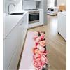 Tata Home Tappeto Passatoia Cucina Lavabile Antimacchia Antiscivolo in PVC Flessibile e Resistente Made in Italy Larghezza 52 cm Lunghezza 180 cm Dis. Fiori Peonie Rosa