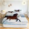 XCQHZYQ Lenzuolo con Angoli Matrimoniale Neve Di Cavallo Animale Stampa 3D Traspirante Elasticizzati Microfibra Lenzuola Copriletto 160x200 cm per Letto Singolo/Matrimoniale