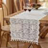 DONGKER Runner da Tavola in Pizzo Bianco, Tovaglia da Pranzo con Fiore Ricamato, Runner Europeo Elegante per Decorazioni per Matrimoni, Tavoli da Pranzo e Feste