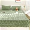 Odot Lenzuolo sotto Jacquard Rombo, Velluto Lenzuolo Coprimaterasso con Angoli profondità 25~30cm, Lenzuola sotto Singolo Matrimoniale e Una Piazza e Mezza (200x220cm,Verde)