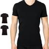 SES Confezione da 2 canottiere da uomo con scollo a V S - XXL/Basic Tshirt da uomo in 95% cotone e 5% Eleastan/alta qualità maglietta da uomo e da lavoro, a maniche corte bianche, Nero , M