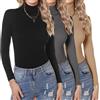 Aottori Maglia Termico Donna Confezione da 3 Maglietta Collo Alto Lupetto Caldo Manica Lunga Dolcevita Aderente Sottogiacca Invernale Basic Top Elegante Nero+Bianco+Rosso M