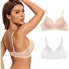 SHEKINI Reggiseno in Pizzo da Donna Classici Brassiere Leggero Comfort Senza Ferretto Non Imbottito Spallina Regolabile 2 Pezzi