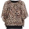 malito more than fashion Malito - Camicetta da donna in look pipistrello - Tunica a maniche corte con taglio comodo - Elegante camicia oversize con vita larga - Shirt stampa leopardata e tinta unita 6296 (34-42), Leo-marrone