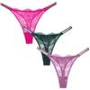 Maeau Perizoma da donna in pizzo, confezione da 3 pezzi, con strass, in rete trasparente, con glitter, sexy, in pizzo, taglie XS-L(EU), nero+bianco+rosso, S