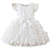 JiAmy Vestito da ragazza per bambini con volant manica corta farfalla stampa abito in tulle patchwork Bowknot primavera estate festa abbigliamento per ragazze 1-6 anni, bianco, 1-2 Anni