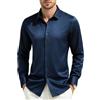 Casey Kevin Camicia No Stiro Uomo, Manica Lunga, Satin, Leggermente Lucido