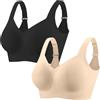 PoseFree Reggiseni da donna Reggiseno senza ferretto Supporto per tutti i giorni Senza Cuciture Morbido Comfort Copertura Completa Reggiseno Imbottito Senza Fili M-4XL, Nude+nero, 4XL