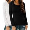 Terecey Maglia Termica Donna Mezza Collo Alto Maglietta Donna Maniche Lunghe in Cotone Elasticizzato Top Donna Caldo Morbido di Base per Autunno e Inverno