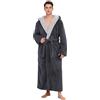 PUTUO Accappatoio Uomo Vestaglia da Inverno: Lunga Accappatoio Pile Caldo con Cappuccio da Inverno per Uomo - Vestaglia Felpata Morbida da Notte per Regalo