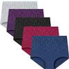 Yanhalo Mutandine da donna in cotone a vita alta, copertura completa, mutandine elasticizzate, mutande morbide, confezione da 5, Colore F., L