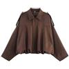 Generico Giacca Scamosciata Donna, Giacca Corta per Mezze Stagioni,Giacca Moto Donna Bomber Softshell in Finta Pelle, Bomber con Tasca Lampo(Multicolore,XS-L)