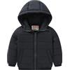 Generic Ragazzi Ragazze Medio Bambini Con Cappuccio Con Tasche Tinta Unita Breve Cotone Giacca Leggera Per Le Ragazze Anni Alla Ragazza Cappotto, Nero , 7-8 Years