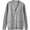 Peuignao Cardigan Donna Elegante Primaverile Moda Maglione Cardigans Women Manica Lunga Knit Cardigans Donne Aperto Taglie Forti Primavera Oversize Knitted Giacca Cardigan Basici Donna Grigio 4XL