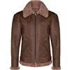 Infinity Leather Giacca da Aviatore Volante in Pelle di Montone Montone Marrone B3 da Uomo