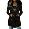 Generico Cappotti Invernali Da Donna Elegante Moda Giacche Antivento In Pile Termici Trench Con Bottoni/Zip Giubbotti Imbottiti Giubbini Casual Outdoor Parka Slim Fit Giacca Donnas