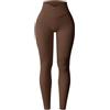 LUYSGBXR Leggings A Coste Da Donna, Pantaloni Yoga Senza Cuciture, Scrunch, Collant Sportivi, Palestra A(Coffee,L)