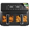 NutriChef Friggitrice ad Aria, Air Fryer Forno Digitale Senza Olio con Cestello o Ciotola Trasparente, Controllo Preciso di Tempo e Temperatura, Perfetta per Pollo, Dolci, Patatine e Bistecca