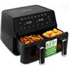 NutriChef Friggitrice ad Aria, Air Fryer Forno Digitale Senza Olio con Cestello o Ciotola Trasparente, Controllo Preciso di Tempo e Temperatura, Perfetta per Pollo, Dolci, Patatine e Bistecca