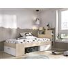 DEKIT GRUPO RIMOBEL Lanka, letto compatto 90 x 190 con cassetti, naturale/bianco, 96 x 99 x 218
