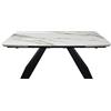 DRW Tavolo da pranzo allungabile con forma di metallo e pietra sinterizzata in nero e bianco 75x260x100 cm