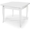 Fashion Commerce Tavolo allungabile a libro Santa Croce bianco laccato, 80×80 cm chiuso, 160×80 cm aperto, gambe a sciabola in legno massello, stile classico shabby chic