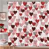 MEHOFOND Tenda da doccia per San Valentino, motivo: cuori rossi, tenda da doccia per San Valentino, decorazione da bagno, lavabile, tessuto resistente, 183 x 183 cm