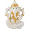 DRW Figura Ganesha rimozione ostacoli, patrono delle arti, Scienze e signore dell'abbondanza Bianco e Oro in Resina Dipinto a Mano 15 cm