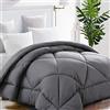TEKAMON Trapunta per letto king size per tutte le stagioni, con inserti angolari, lavabile in lavatrice, reversibile, collezione hotel, caldo per l'inverno, grigio antracite, 228,6 x 259,1 cm