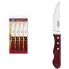 Tramontina Set di Coltelli Jumbo da Carne/BBQ Polywood Rosso 12 cm 4 pezzi