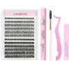 LAUBESS Ciglia Finte Ciuffetti Kit Extension Ciglia LAUBESS Ciglissime Colla Ciglia Finte Waterproof Remover Extension Ciglia Pinzette Scovolini Ciglia Lash Clusters Kit (Kit 30D/40D-0.07D-Mix9-16)