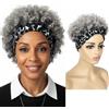 Allyreetress Parrucche corte afro ricci con fasce attaccate per donne nere parrucche sintetiche afro puff coulisse parrucca ricci crespi acconciature per donne nere