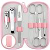 marQus Set Manicure Professionale - Kit da 7 Pezzi con Custodia in Vera Pelle. Include Tagliaunghie, Forbicine, una Lima in Vetro esclusiva e strumenti di qualità. Perfetto per Uomo, Donna e viaggi