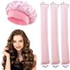 FESDMOH 3 Pcs Heatless Hair Curler, Bigodino Lungo per Boccoli, Bigodini Morbidi per Dormire, con Ganci, con Cuffia Seta Capelli Notte, per Capelli Lunghi e Corti (Rosa, Large)