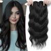 Lasunork Extension per capelli da donna, ricci e mossi, con clip, frangia integrata, intrecciate a mano, parrucca con pizzo da 45,7 cm, nero naturale