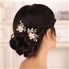 Kercisbeauty - Pettine per capelli con fiore bianco e oro, per spose, damigelle, damigelle d'onore, perle e cristalli, per donne e ragazze
