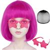BEKIDER Parrucca Bob Rosso Rosa Corta Parrucca Colorata