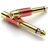 SOUNDFAM Adattatore Audio RCA a Jack 6,35mm [2 Pezzi] - 6,3mm 1/4'' TS Maschio a RCA Femmina (Mono 6,35mm TS, 24K Dorati, Rosso)