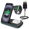 MMOBIEL Caricatore Wireless per iPhone, Apple Watch, AirPods da MMOBIEL - 3 in 1 Supporto per Caricabatterie Wireless 15W per MagSafe - Dock di Ricarica Rapida - Incluso Adattatore da 20W - Nero