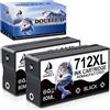 DOUBLE D 712XL Cartucce d'inchiostro per HP 712 3ED71A Compatibile con HP DesignJet T650 T630 T210 T230 T250 (2BK)