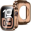 Amizee 2 in 1 Cover [2 Pezzi] Compatibile con Apple Watch Series 11/10 46mm con Vetro Temperato, PC Rigido Copertura Completa Custodia Protettiva per Apple Watch - Oro Rosa