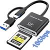 ROCKETEK Lettore di schede CFexpress tipo B con USB 3.2 (Gen 2) 10 Gbit/s, 2-in-1 USB-C&USB-A Adattatore Lettore di schede di memoria CFexpress tipo B compatibile con Windows/Mac/Linux/Android