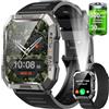 Baolubao Smartwatch Militare Uomo (Rispondi/Effettua Chiamate) smartwatch per Sport/Torcia/100 Giorni Batteria/Bussola/SpO2/Monitoraggio del sonno/2 Cinturini, Fitness Tracker per iPhone/Android