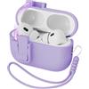 MHYALUDO Compatibile con custodia AirPods Pro 2nd Generation Case Cover,Gomma siliconica liquida Auto Pop-Up Grado militare Anti-Caduta Silicone morbido per AirPods Pro,LED frontale visibile,Viola uva