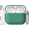 R-fun Custodia per Airpods Pro 3 (2025), custodia protettiva in silicone morbido compatibile con Apple AirPods Pro 3 generazione per donne e uomini con kit di pulizia/portachiavi,Verde pino