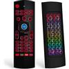 Potadak Air Mouse per Android TV Box, Mini Tastiera Wireless Air Remote Mouse Control RGB Retroilluminato MX3 PRO IR Learning