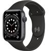 Apple SMARTWATCH APPLE WATCH 6 44 MM GPS CASSA IN ALLUMINIO 32 GB CINTURINO SPORT NERO
