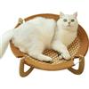 Generico Letto per Gatti in Rattan Naturale - Materasso Rinfrescante Rialzato per Animali Domestici con Base in Legno Rimovibile, Perfetto per l'Estate